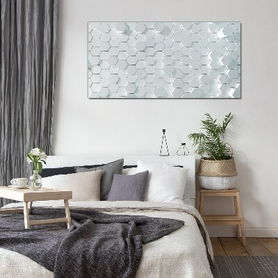 Hexagonal pattern in shades of gray Wall art on glass