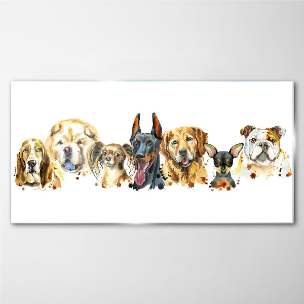 Dog friendships in colors Wall art on glass