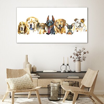 Dog friendships in colors Wall art on glass