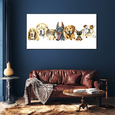 Dog friendships in colors Wall art on glass