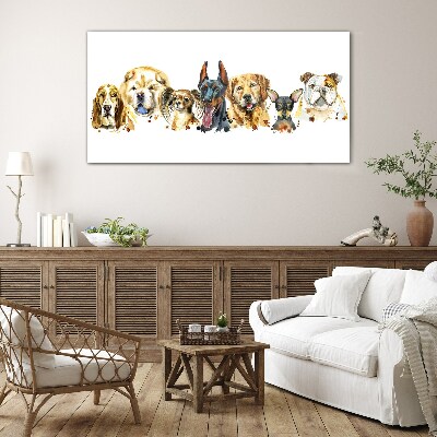Dog friendships in colors Wall art on glass