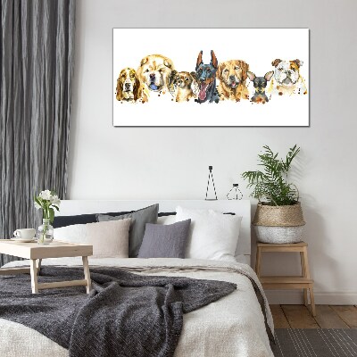 Dog friendships in colors Wall art on glass
