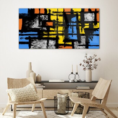 Abstract composition of colors Wall art on glass