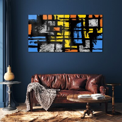 Abstract composition of colors Wall art on glass