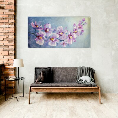 Abstract painting flowers Glass Print