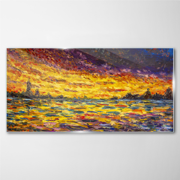 Abstract sunset Glass Print