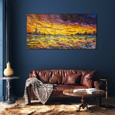 Abstract sunset Glass Print