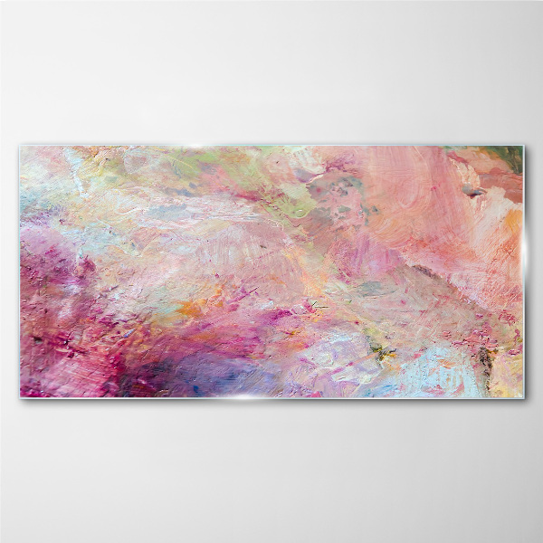 Abstract landscape in pastel colors Wall art on glass