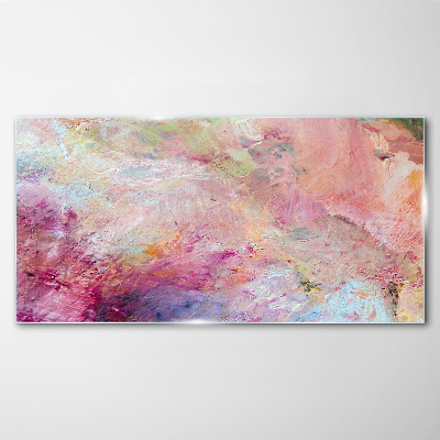 Abstract landscape in pastel colors Wall art on glass