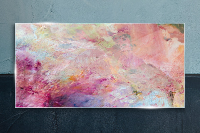 Abstract landscape in pastel colors Wall art on glass