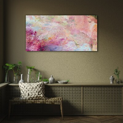 Abstract landscape in pastel colors Wall art on glass