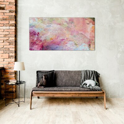 Abstract landscape in pastel colors Wall art on glass