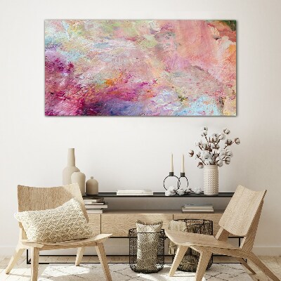 Abstract landscape in pastel colors Wall art on glass