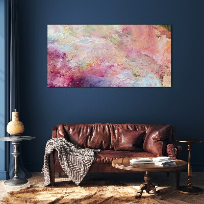 Abstract landscape in pastel colors Wall art on glass