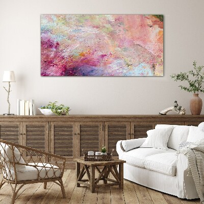 Abstract landscape in pastel colors Wall art on glass