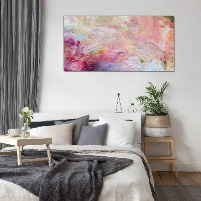 Abstract landscape in pastel colors Wall art on glass