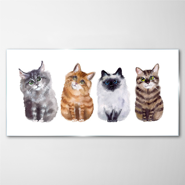 Cats in different shades Glass art print
