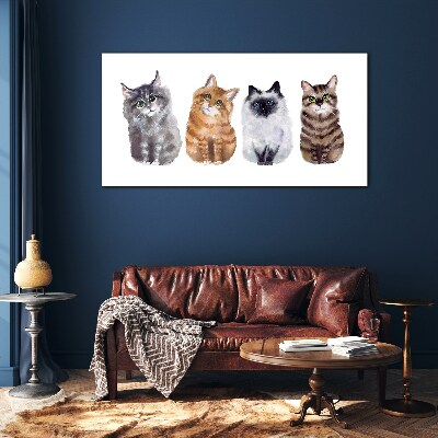 Cats in different shades Glass art print