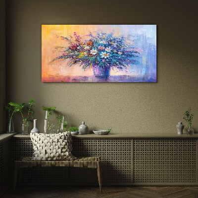 Abstract painting flowers Glass Print