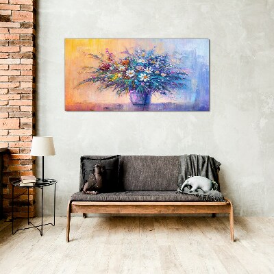 Abstract painting flowers Glass Print