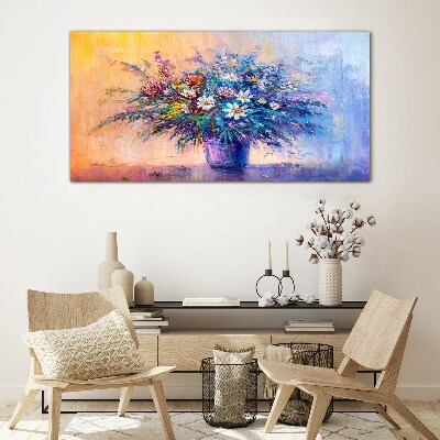 Floral bouquet in pastel colors Wall art on glass
