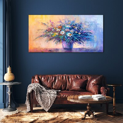 Abstract painting flowers Glass Print