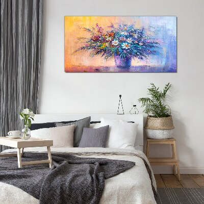 Floral bouquet in pastel colors Wall art on glass