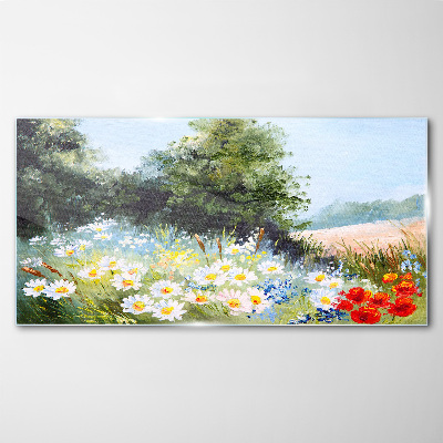 Summer meadows in full bloom Glass art print
