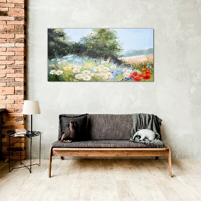 Nature flowers tree Glass Wall Art