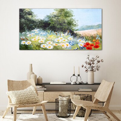 Summer meadows in full bloom Glass art print