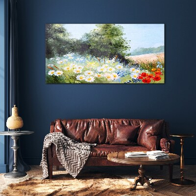 Summer meadows in full bloom Glass art print