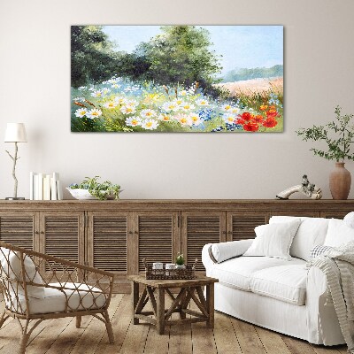 Summer meadows in full bloom Glass art print