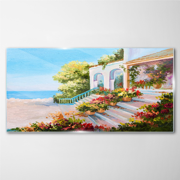 Summer seaside landscape Wall art on glass