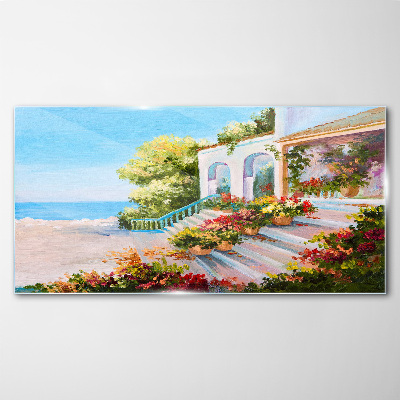 Summer seaside landscape Wall art on glass
