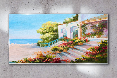 Summer seaside landscape Wall art on glass