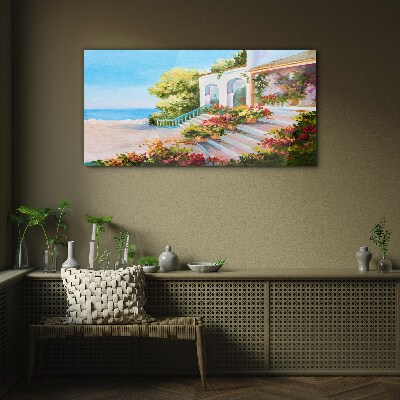 Summer seaside landscape Wall art on glass