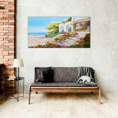 Summer seaside landscape Wall art on glass