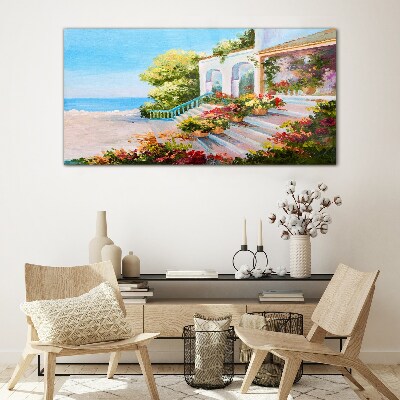 Summer seaside landscape Wall art on glass