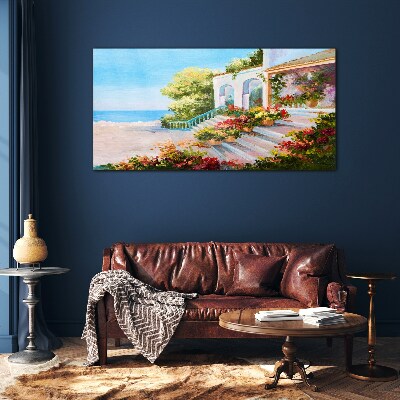 Summer seaside landscape Wall art on glass