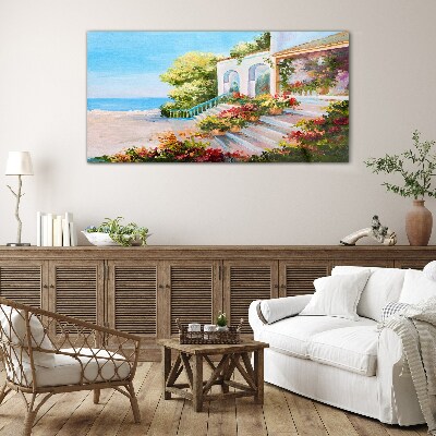 Summer seaside landscape Wall art on glass