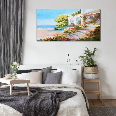 Summer seaside landscape Wall art on glass
