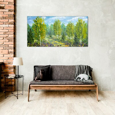 Spring trees in the green Wall art on glass