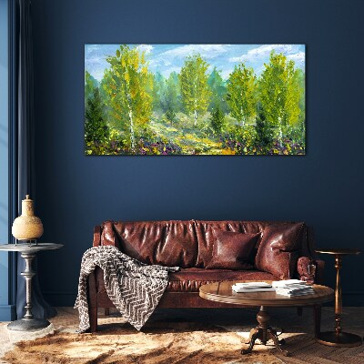 Spring trees in the green Wall art on glass