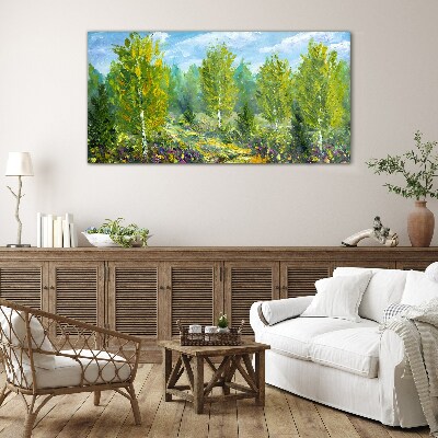 Spring trees in the green Wall art on glass