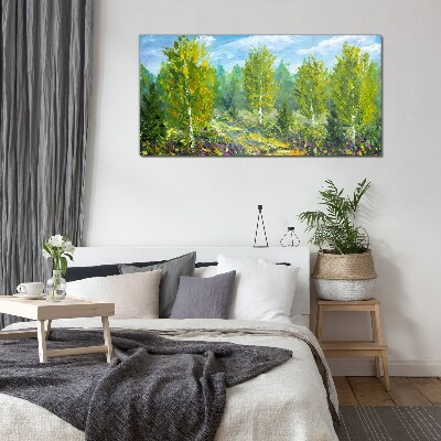 Spring trees in the green Wall art on glass