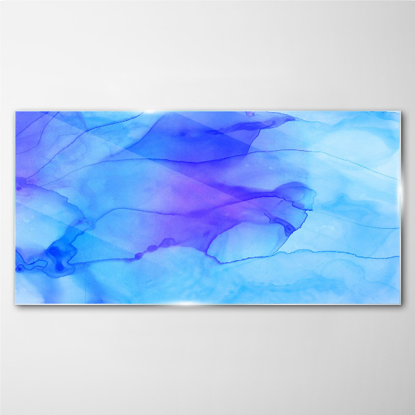 Waves of blue shades Wall art on glass