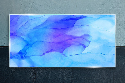 Waves of blue shades Wall art on glass