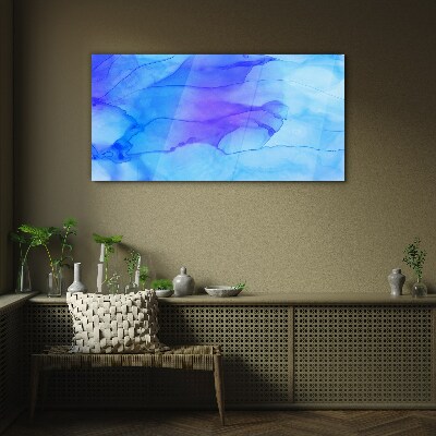 Waves of blue shades Wall art on glass