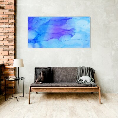 Waves of blue shades Wall art on glass