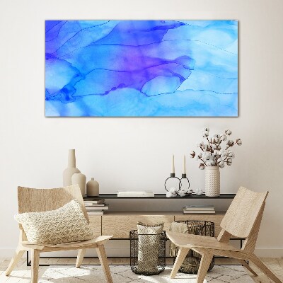 Waves of blue shades Wall art on glass